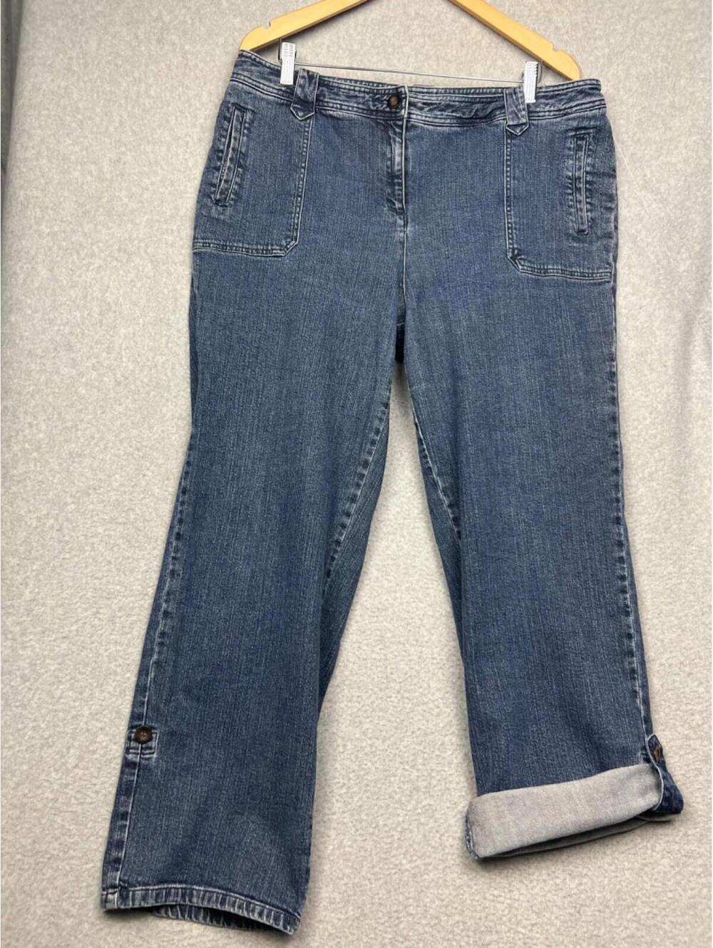 Y2K 90s Charter Club Roll Tab Denim Jeans Womens Plus 16W Outdoor Casual Pockets